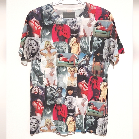 Beyoncé Women's Colorful Collage Print Short Sleeved Graphic T-shirt EUC Size M - Picture 4 of 10